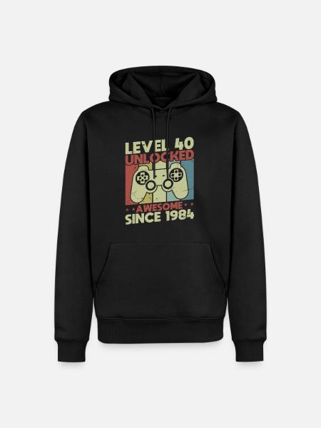 Level 40 Unlocked - Men’s Premium Organic Hoodie - black