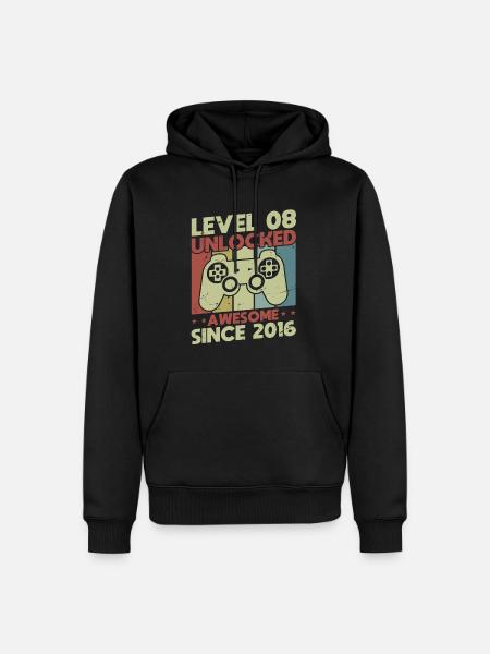 Level 8 Unlocked - Men’s Premium Organic Hoodie - black