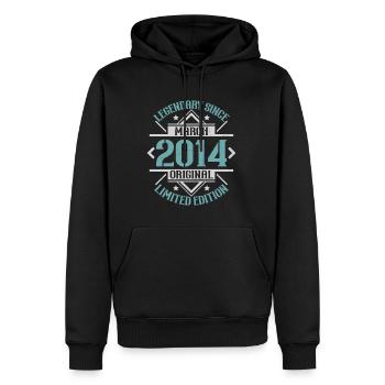 Vintage Mars 2014 Rétro Cadeau D'anniversaire - Sweat à capuche Premium bio Homme - noir - Devant - Nico (187cm)