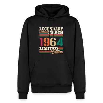 Vintage 1964 Mars Cadeau Anniversaire Rétro - Sweat à capuche Premium bio Homme - noir - Devant - Nico (187cm)