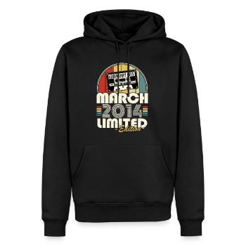 März 2014 Vintage Retro Jubiläumsgeschenk - Männer Premium Bio Hoodie - Schwarz - Vorne - Nico (187cm)