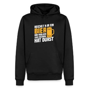Reichet mir ein bier, Nachbar hat durst - Männer Premium Bio Hoodie - Schwarz - Vorne - Nico (187cm)