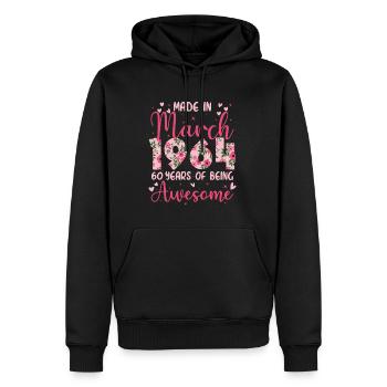 Mars 1964 Cadeau Anniversaire 60 Ans Pour Femme - Sweat à capuche Premium bio Homme - noir - Devant - Nico (187cm)