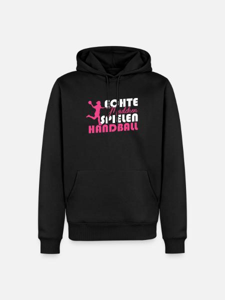 Echte Mädchen spielen Handball - Männer Premium Bio Hoodie - Schwarz