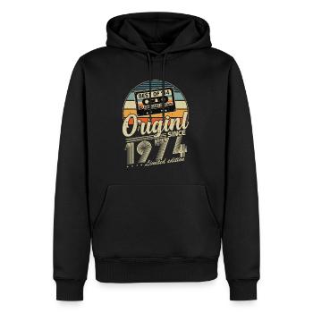 Original depuis 1974 Vintage cadeau d’anniversaire - Sweat à capuche Premium bio Homme - noir - Devant - Nico (187cm)