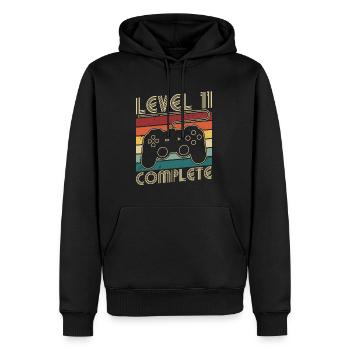 Niveau 11 Cadeau d’anniversaire complet pour 11 ans - Sweat à capuche Premium bio Homme - noir - Devant - Nico (187cm)