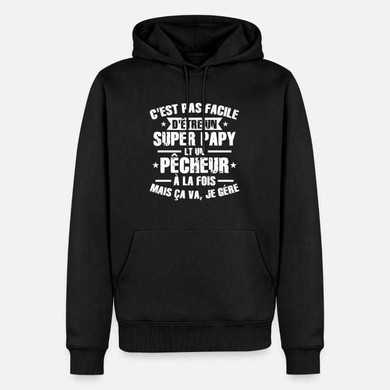 Super Papy et Pêcheur - Sweat à capuche Premium bio Homme - noir