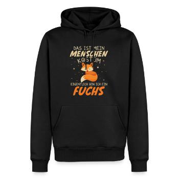 Das ist mein Menschenkostüm eigentlich Fuchs - Männer Premium Bio Hoodie - Schwarz - Vorne - Nico (187cm)