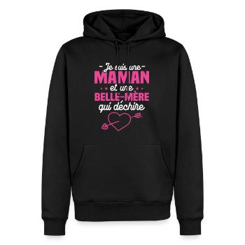 Je suis une Maman et une belle mère qui déchire - Sweat à capuche Premium bio Homme - noir - Devant - Nico (187cm)