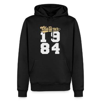 Oldtimer 1984 - Men’s Premium Organic Hoodie - black - Front - Nico (187cm)