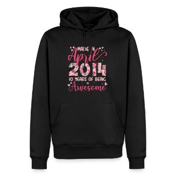 April 2014 Geschenk zum 10-jährigen Jubiläum für Mädchen - Männer Premium Bio Hoodie - Schwarz - Vorne - Nico (187cm)