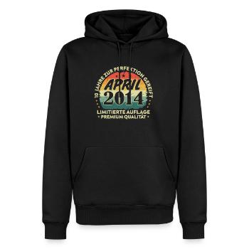 Millésime Avril 2014 Cadeau Anniversaire 10 Ans - Sweat à capuche Premium bio Homme - noir - Devant - Nico (187cm)