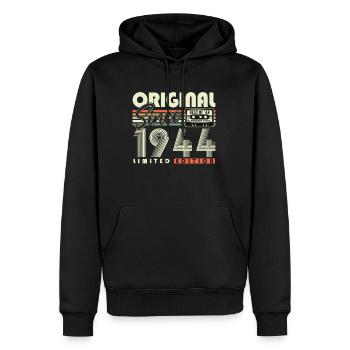 Original Since 1944 Vintage Birthday Gift - Men’s Premium Organic Hoodie - black - Front - Nico (187cm)