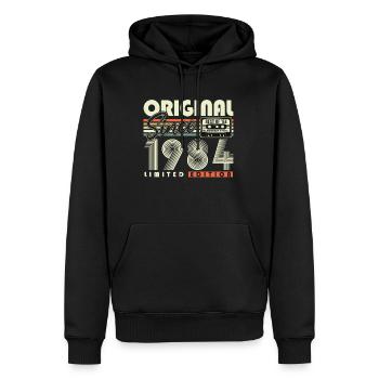 Original seit 1984 Vintage Geburtstagsgeschenk - Männer Premium Bio Hoodie - Schwarz - Vorne - Nico (187cm)