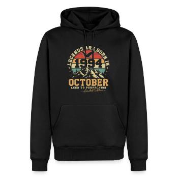 Octobre 1994 Vintage Anniversaire 1994 Cadeau - Sweat à capuche Premium bio Homme - noir - Devant - Nico (187cm)