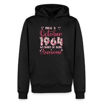 Octobre 1964 Anniversaire 60 Ans Pour Femmes - Sweat à capuche Premium bio Homme - noir - Devant - Nico (187cm)