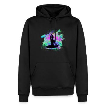 yoga - Sweat à capuche Premium bio Homme - noir - Devant - Nico (187cm)