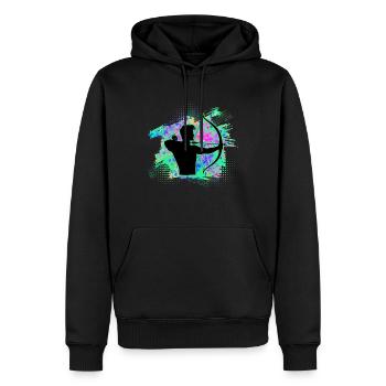 Bogenschiessen - Männer Premium Bio Hoodie - Schwarz - Vorne - Nico (187cm)