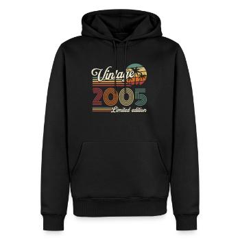 Vintage Rétro Cadeau Anniversaire pour Né en 2005 - Sweat à capuche Premium bio Homme - noir - Devant - Nico (187cm)