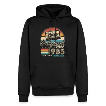 Original seit 1985 Vintage Geschenk Geburtstag - Männer Premium Bio Hoodie - Schwarz - Vorne - Nico (187cm)