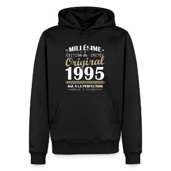 Jahrgang 1995 Original Geschenk zum 30-jährigen Jubiläum - Männer Premium Bio Hoodie - Schwarz - Vorne - Nico (187cm)