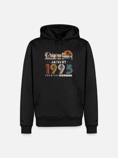 Alkuperäinen tammikuu 1995 Vintage Retro syntymäpäivä - Premium luomulaatuinen miesten huppari - musta
