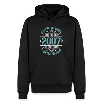 Vintage February 2007 Retro Birthday Gift - Men’s Premium Organic Hoodie - black - Front - Nico (187cm)