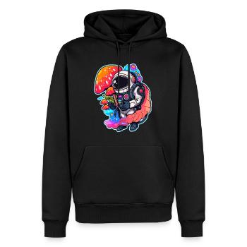 Techno Party Trippant Astronaute Art EDM Festival - Sweat à capuche Premium bio Homme - noir - Devant - Nico (187cm)