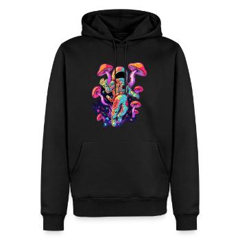 Champignon Art EDM Forest Festival Trippy Astronaute - Sweat à capuche Premium bio Homme - noir - Devant - Nico (187cm)