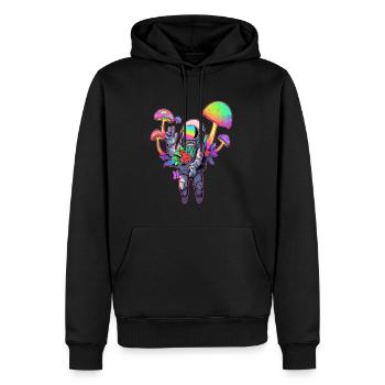 Trippy Astronaut Mushroom Art Psychedelic Tekk - Men’s Premium Organic Hoodie - black - Front - Nico (187cm)