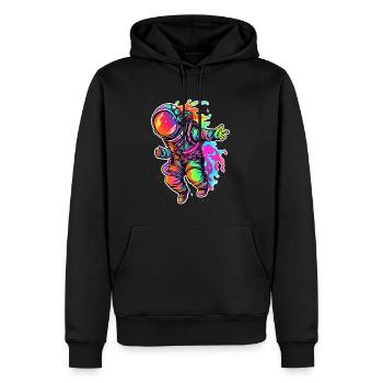 EDM Party Trippy Astronaut Forest Festival Tekk - Men’s Premium Organic Hoodie - black - Front - Nico (187cm)