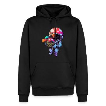 Rave Mignon Astronaute Champignon Art EDM Festival - Sweat à capuche Premium bio Homme - noir - Devant - Nico (187cm)