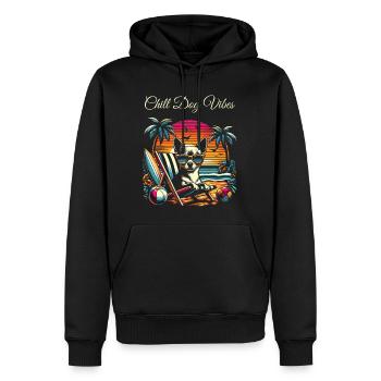 Chihuahua Lunettes de soleil de plage rétro vintage d’été - Sweat à capuche Premium bio Homme - noir - Devant - Nico (187cm)