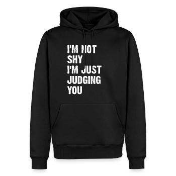 I'm Not Shy I'm Just Judging You - Men’s Premium Organic Hoodie - black - Front - Nico (187cm)