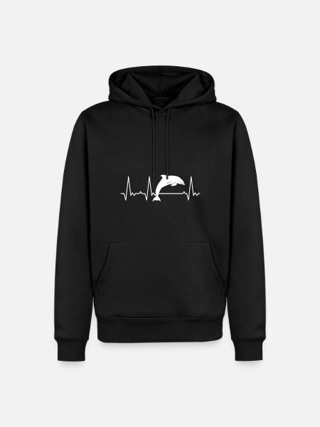 Herzschlag Delfin - Männer Premium Bio Hoodie - Schwarz
