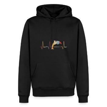 Herzschlag Delfin - Männer Premium Bio Hoodie - Schwarz - Vorne - Nico (187cm)