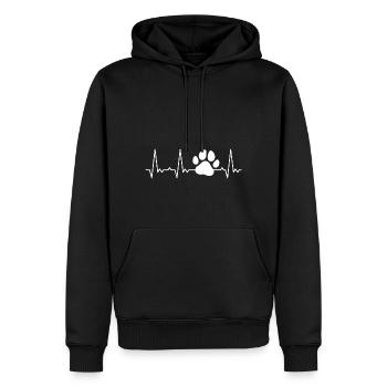 Herzschlag Hundepfote - Männer Premium Bio Hoodie - Schwarz - Vorne - Nico (187cm)