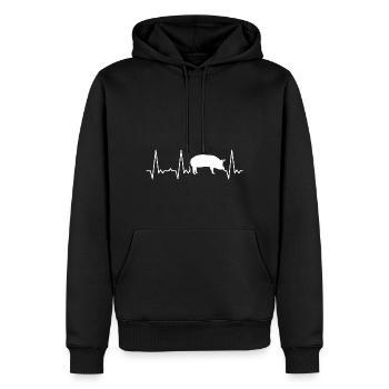 Cochon battant le cœur - Sweat à capuche Premium bio Homme - noir - Devant - Nico (187cm)