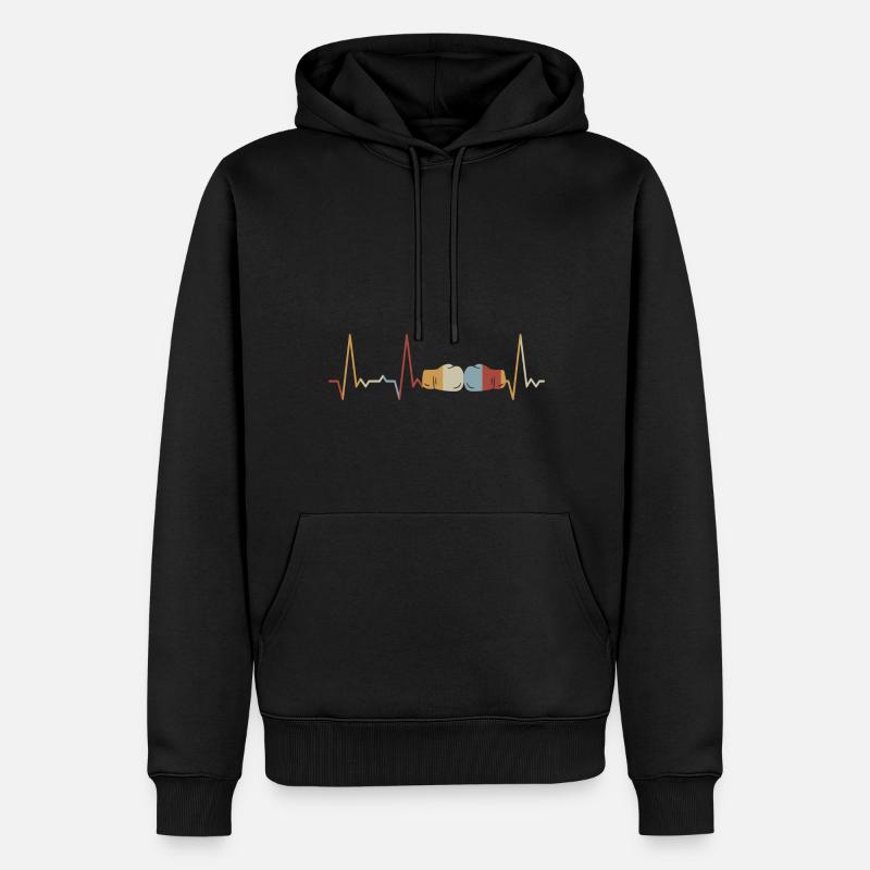 Herzschlag Boxen - Männer Premium Bio Hoodie - Schwarz