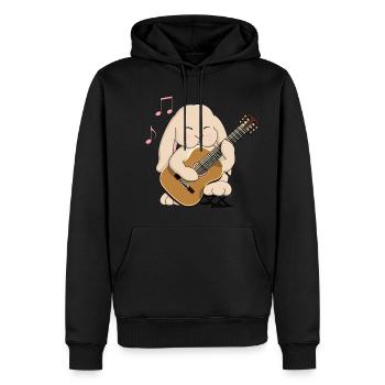 Mignon guitare classique jouant du lapin kawaii - Sweat à capuche Premium bio Homme - noir - Devant - Nico (187cm)