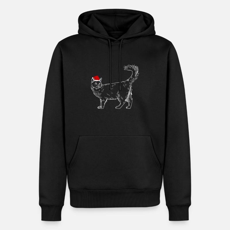 Weihnachtskatze - Männer Premium Bio Hoodie - Schwarz