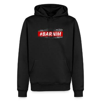 Hashtag Barnim: Alle Orte in einem Shirt! - Männer Premium Bio Hoodie - Schwarz - Vorne - Nico (187cm)