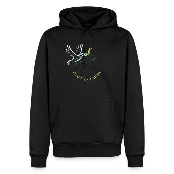 la paix sur terre - Sweat à capuche Premium bio Homme - noir - Devant - Nico (187cm)