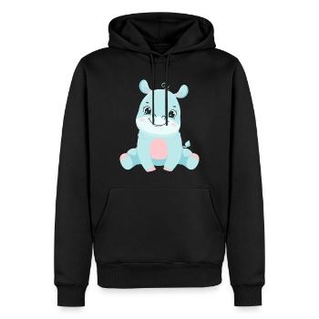Hippo Famille Mère Bébé T-Shirt - Sweat à capuche Premium bio Homme - noir - Devant - Nico (187cm)