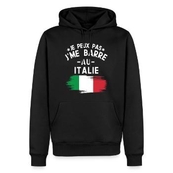 Je Peux Pas J'me Barre Au Italie Vacances - Sweat à capuche Premium bio Homme - noir - Devant - Nico (187cm)