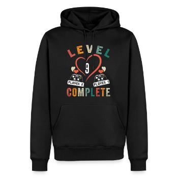 Level 9 Schließe 9. Jahrestag der 9-jährigen Hochzeit ab - Männer Premium Bio Hoodie - Schwarz - Vorne - Nico (187cm)