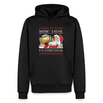 Betrunkener Weihnachtsmann Bier Liebhaber Dezember Muster - Männer Premium Bio Hoodie - Schwarz - Vorne - Nico (187cm)