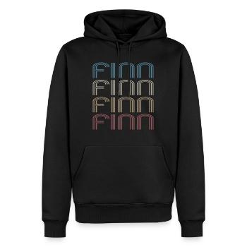 Finn Nom I Retro Prénom Cool - Sweat à capuche Premium bio Homme - noir - Devant - Nico (187cm)