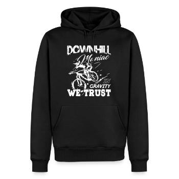 Downhill Maniac in Gravity We Trust - Men’s Premium Organic Hoodie - black - Front - Nico (187cm)