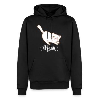 Mignon Kawaii drôle de chat disant miaulement - Sweat à capuche Premium bio Homme - noir - Devant - Nico (187cm)